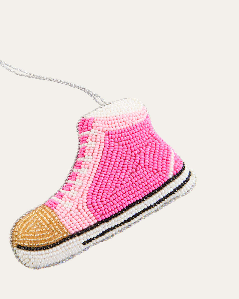 Beaded Pink Tennis Shoe Christmas Ornament